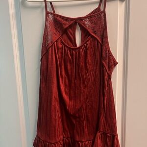 No Boundaries Burgundy Lace Detail Top